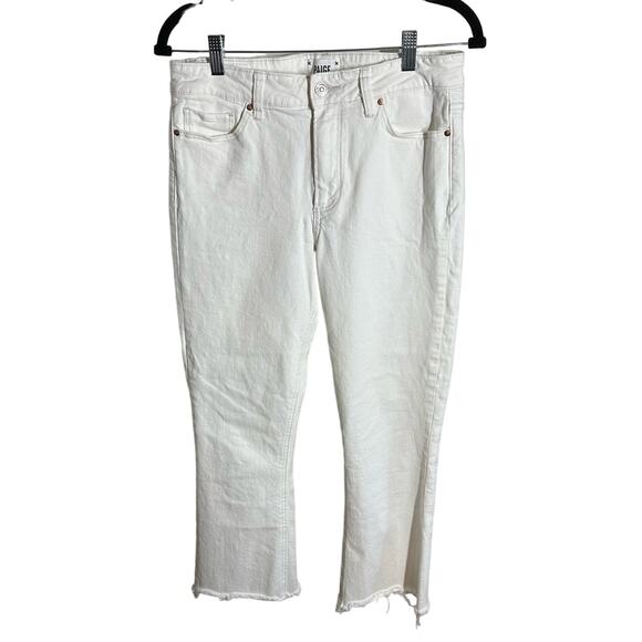 Paige White Denim Colette Crop Flare Raw Hem Jeans Size 29 - Picture 2 of 10